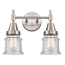 Caden Bath Vanity Light shown in the Satin Nickel finish with a Seedy shade