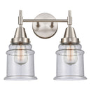 Caden Bath Vanity Light shown in the Satin Nickel finish with a Seedy shade