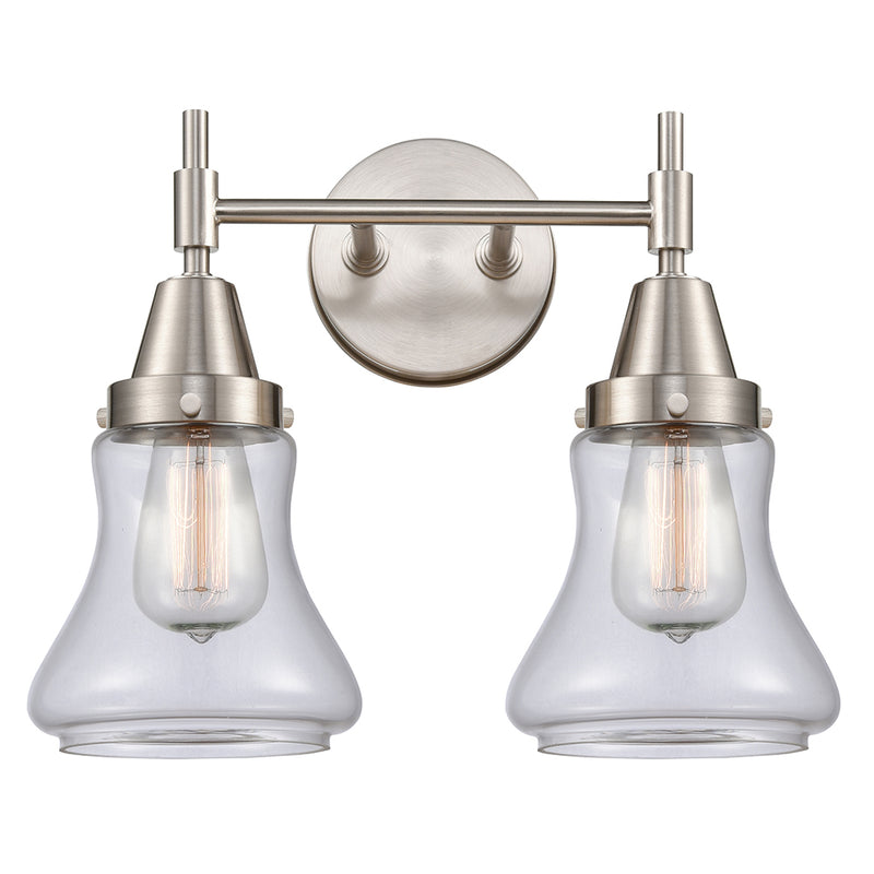 Caden Bath Vanity Light shown in the Satin Nickel finish with a Clear shade