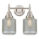 Caden Bath Vanity Light shown in the Satin Nickel finish with a Clear Wire Mesh shade