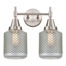 Caden Bath Vanity Light shown in the Satin Nickel finish with a Clear Wire Mesh shade