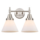 Caden Bath Vanity Light shown in the Satin Nickel finish with a Matte White shade