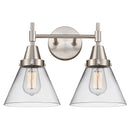 Caden Bath Vanity Light shown in the Satin Nickel finish with a Clear shade