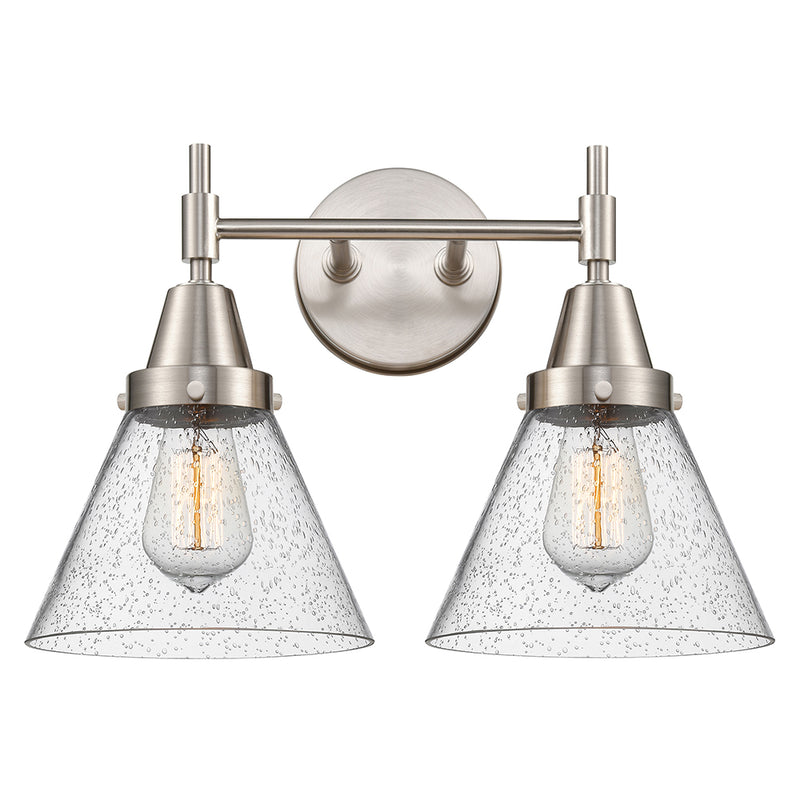 Caden Bath Vanity Light shown in the Satin Nickel finish with a Seedy shade