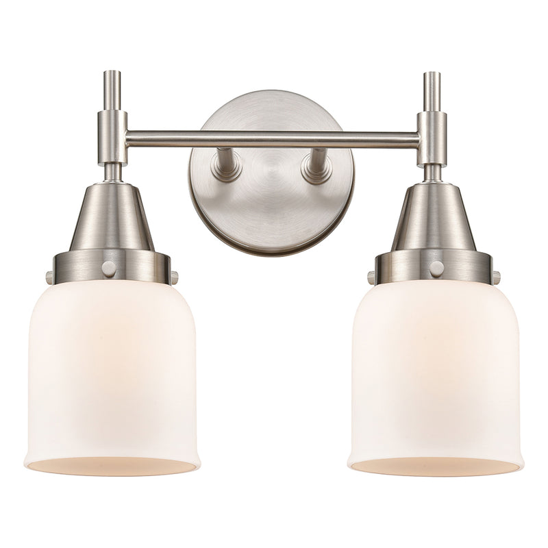 Caden Bath Vanity Light shown in the Satin Nickel finish with a Matte White shade