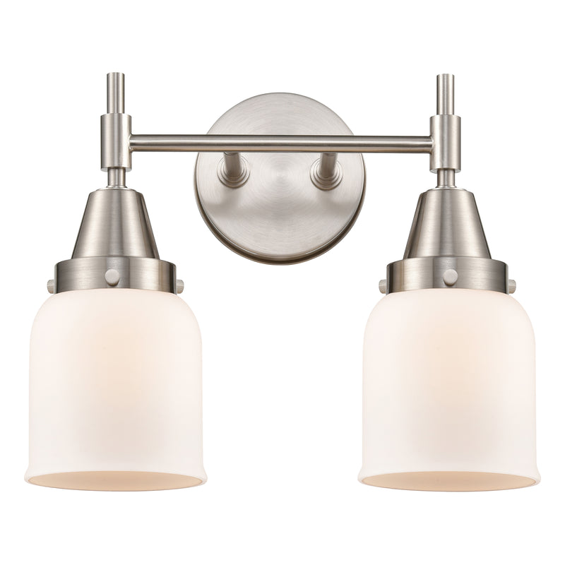 Caden Bath Vanity Light shown in the Satin Nickel finish with a Matte White shade