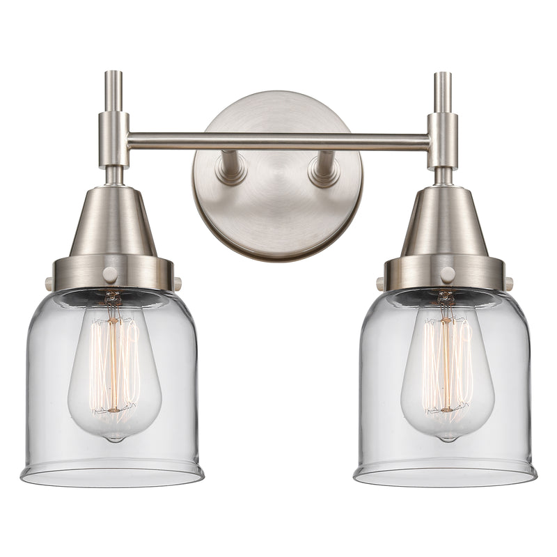 Caden Bath Vanity Light shown in the Satin Nickel finish with a Clear shade