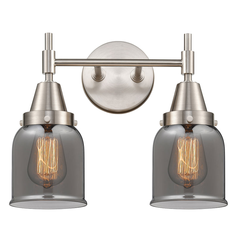 Caden Bath Vanity Light shown in the Satin Nickel finish with a Plated Smoke shade