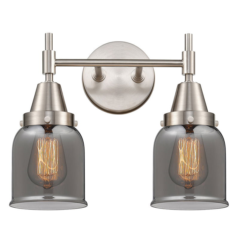 Caden Bath Vanity Light shown in the Satin Nickel finish with a Plated Smoke shade