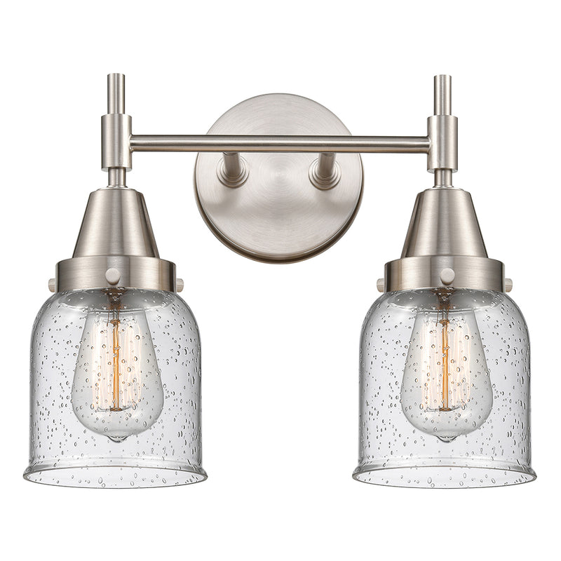 Caden Bath Vanity Light shown in the Satin Nickel finish with a Seedy shade