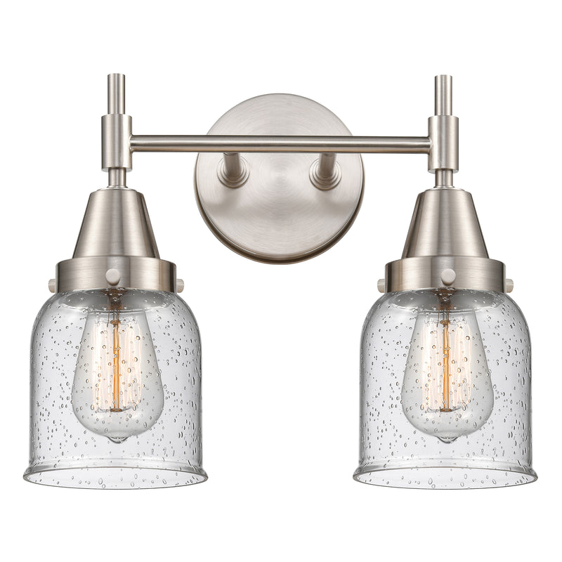 Caden Bath Vanity Light shown in the Satin Nickel finish with a Seedy shade