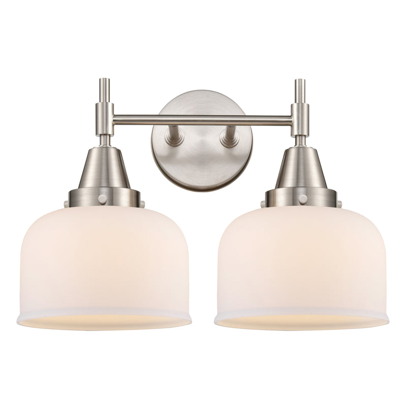 Caden Bath Vanity Light shown in the Satin Nickel finish with a Matte White shade