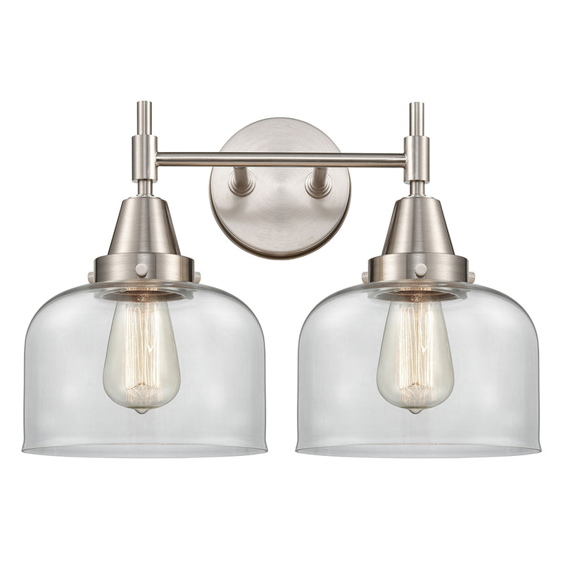 Caden Bath Vanity Light shown in the Satin Nickel finish with a Clear shade