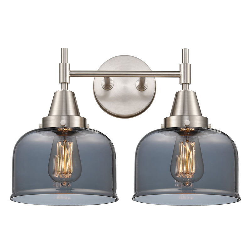 Caden Bath Vanity Light shown in the Satin Nickel finish with a Plated Smoke shade