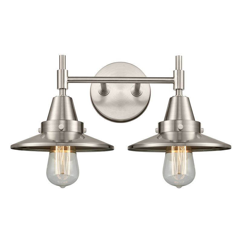 Caden Bath Vanity Light shown in the Satin Nickel finish with a Satin Nickel shade