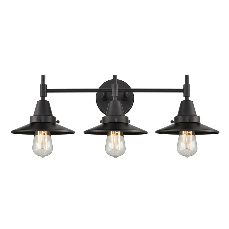 Caden Bath Vanity Light shown in the Matte Black finish with a Matte Black shade