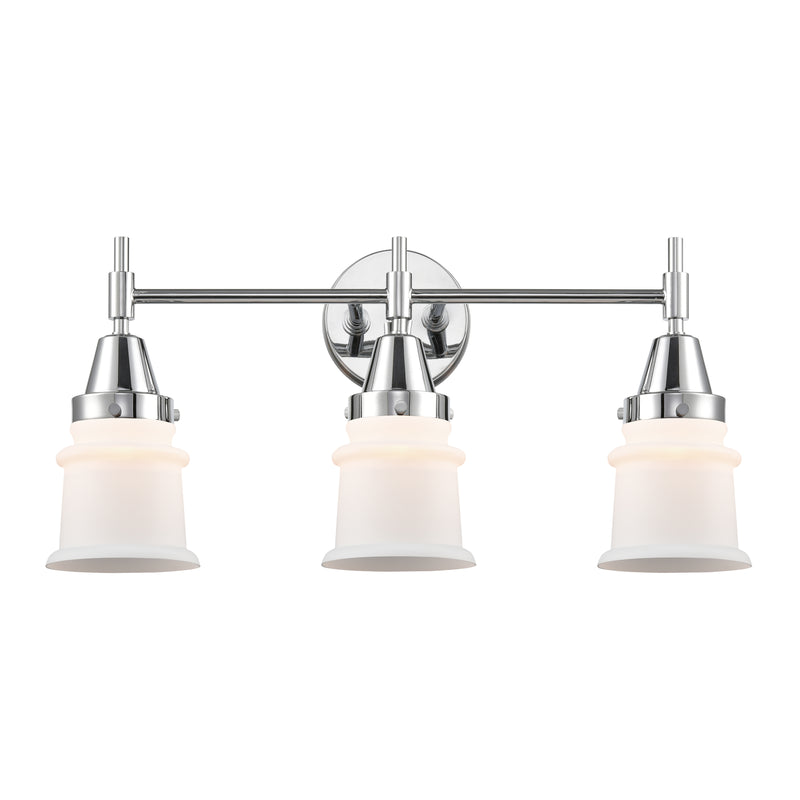 Caden Bath Vanity Light shown in the Polished Chrome finish with a Matte White shade