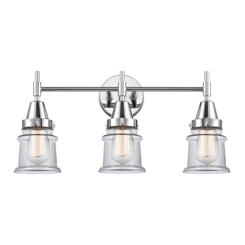 Caden Bath Vanity Light shown in the Polished Chrome finish with a Clear shade