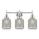 Caden Bath Vanity Light shown in the Polished Chrome finish with a Clear Wire Mesh shade