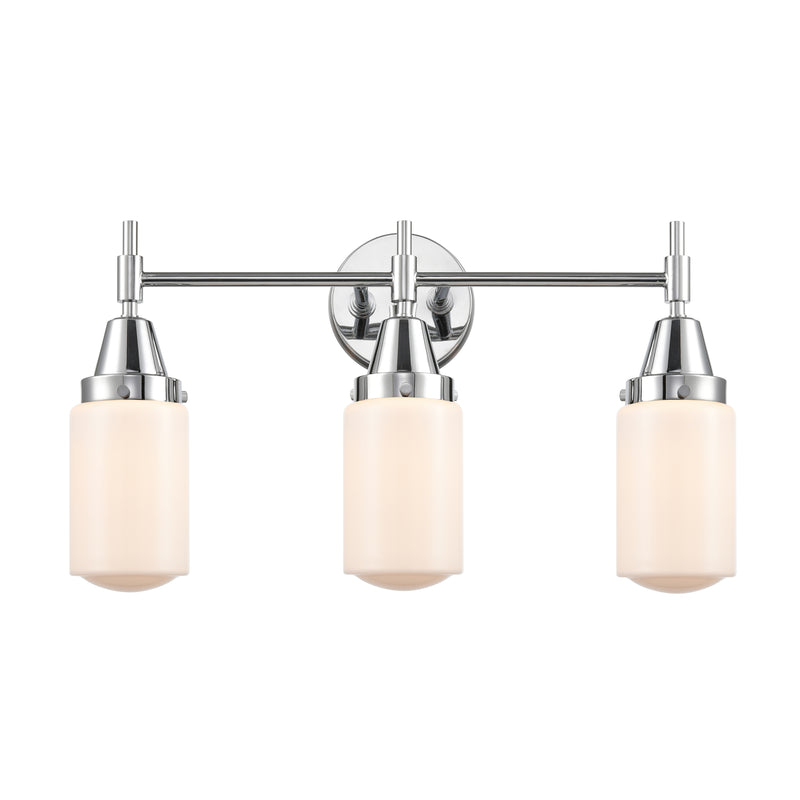 Caden Bath Vanity Light shown in the Polished Chrome finish with a Matte White shade