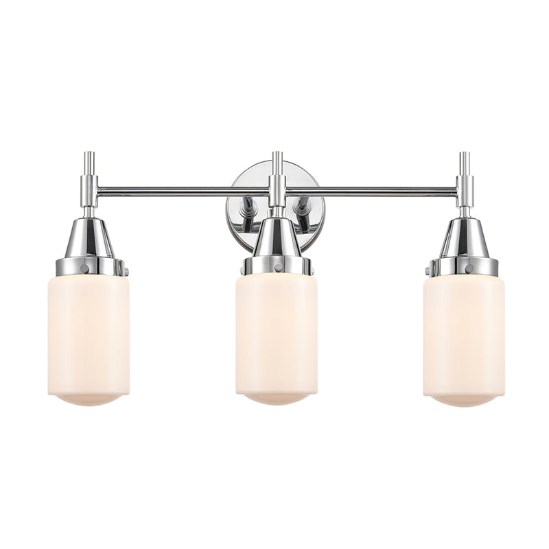 Caden Bath Vanity Light shown in the Polished Chrome finish with a Matte White shade