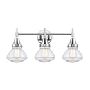 Caden Bath Vanity Light shown in the Polished Chrome finish with a Clear shade