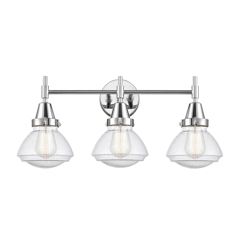 Caden Bath Vanity Light shown in the Polished Chrome finish with a Seedy shade