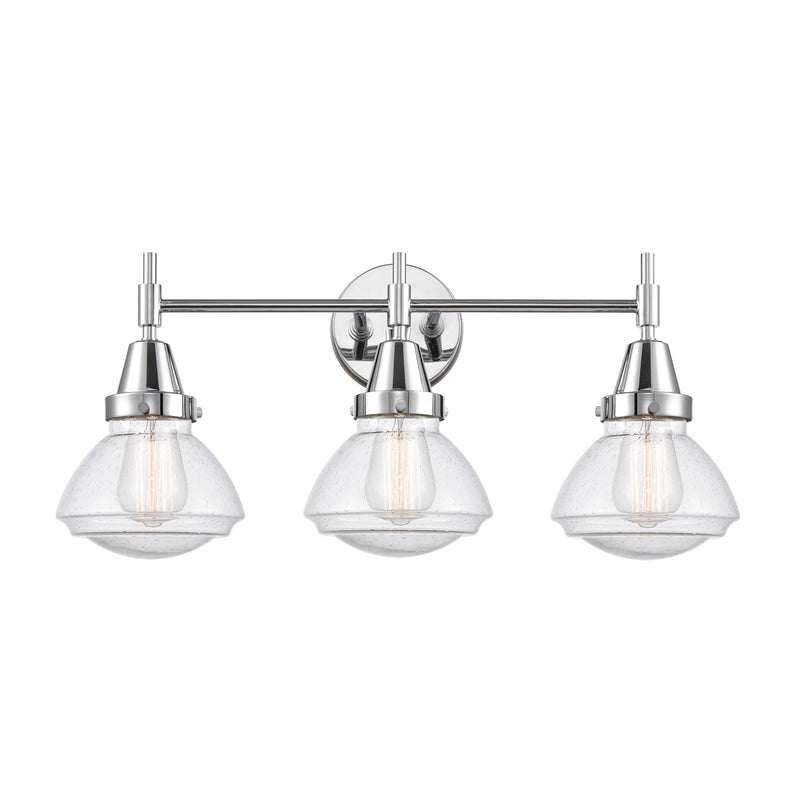 Caden Bath Vanity Light shown in the Polished Chrome finish with a Seedy shade