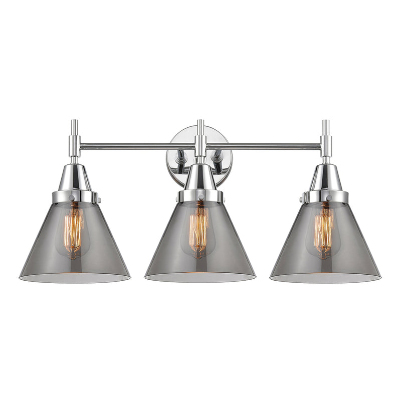 Caden Bath Vanity Light shown in the Polished Chrome finish with a Plated Smoke shade