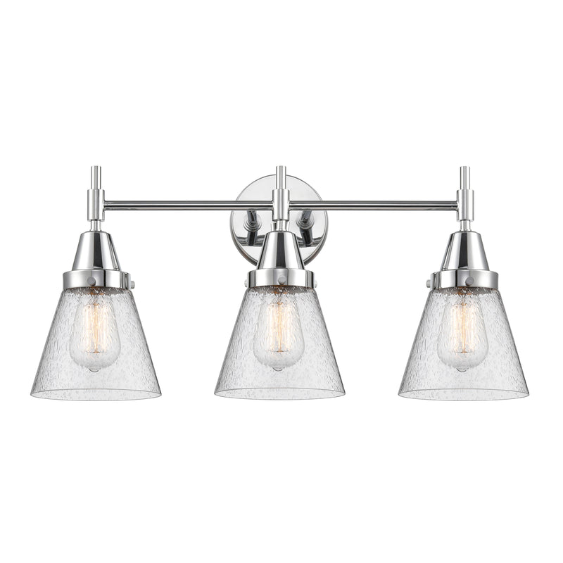 Caden Bath Vanity Light shown in the Polished Chrome finish with a Seedy shade