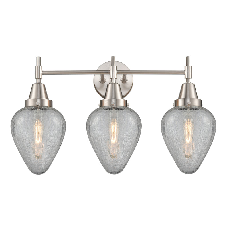 Caden Bath Vanity Light shown in the Satin Nickel finish with a Clear Crackled shade