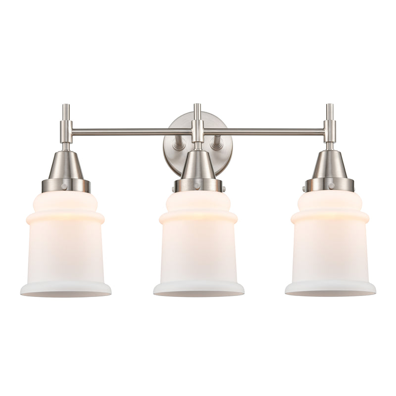 Caden Bath Vanity Light shown in the Satin Nickel finish with a Matte White shade