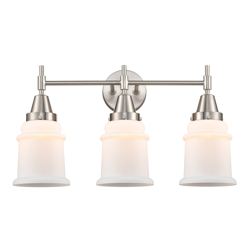 Caden Bath Vanity Light shown in the Satin Nickel finish with a Matte White shade