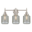 Caden Bath Vanity Light shown in the Satin Nickel finish with a Clear Wire Mesh shade