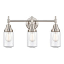 Caden Bath Vanity Light shown in the Satin Nickel finish with a Clear shade