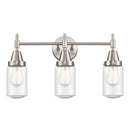 Caden Bath Vanity Light shown in the Satin Nickel finish with a Seedy shade