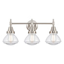 Caden Bath Vanity Light shown in the Satin Nickel finish with a Clear shade