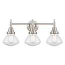 Caden Bath Vanity Light shown in the Satin Nickel finish with a Seedy shade