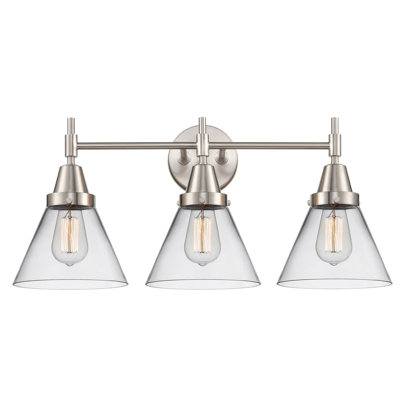 Caden Bath Vanity Light shown in the Satin Nickel finish with a Clear shade