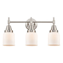 Caden Bath Vanity Light shown in the Satin Nickel finish with a Matte White shade