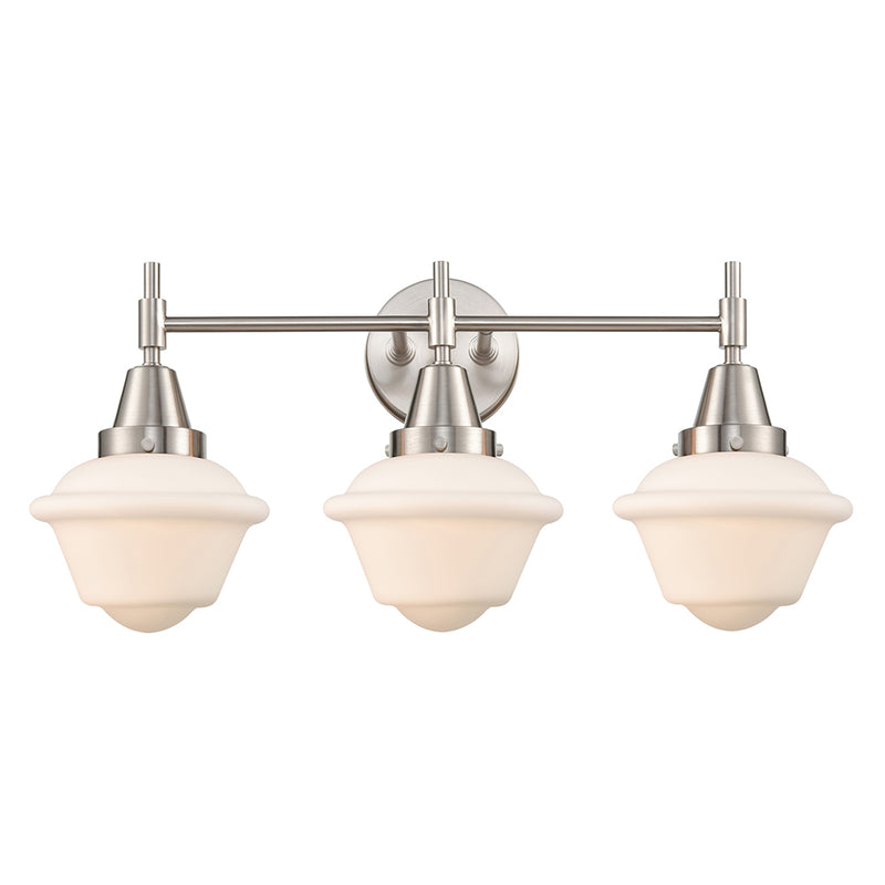 Caden Bath Vanity Light shown in the Satin Nickel finish with a Matte White shade