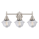 Caden Bath Vanity Light shown in the Satin Nickel finish with a Clear shade