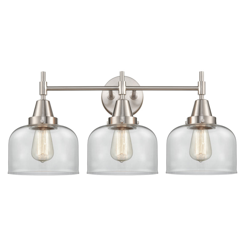 Caden Bath Vanity Light shown in the Satin Nickel finish with a Clear shade