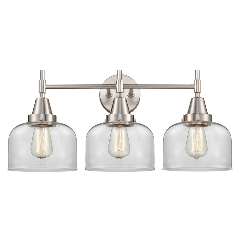 Caden Bath Vanity Light shown in the Satin Nickel finish with a Clear shade