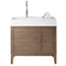 James Martin Linear 36" Single Vanity Whitewashed Walnut with Glossy White Composite Top 210-V36-WW-GW