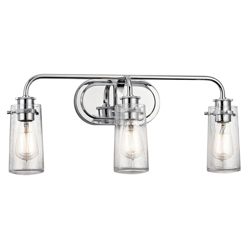 Kichler Braelyn 24" 3 Light Vanity Light with Clear Seeded Glass Chrome 45459CH