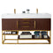 James Martin Columbia 59" Double Vanity Coffee Oak Radiant Gold with Glossy White Composite Top 388-V59D-CFO-RG-GW