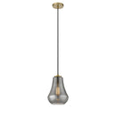 Fairfield Mini Pendant shown in the Brushed Brass finish with a Plated Smoke shade