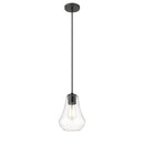 Fairfield Mini Pendant shown in the Matte Black finish with a Clear shade