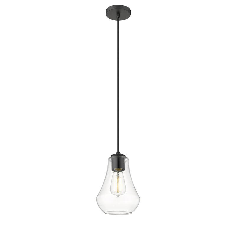 Fairfield Mini Pendant shown in the Matte Black finish with a Clear shade